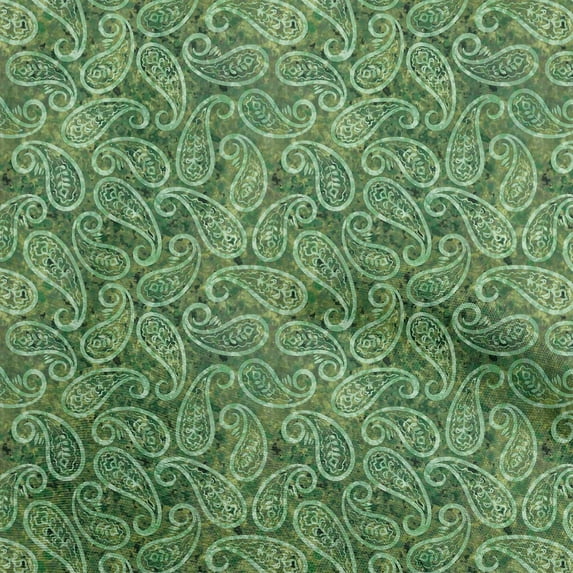 oneOone Viscose Jersey Green Fabric Paisleys Quilting Supplies Print Sewing Fabric By The Yard 60 Inch Wide