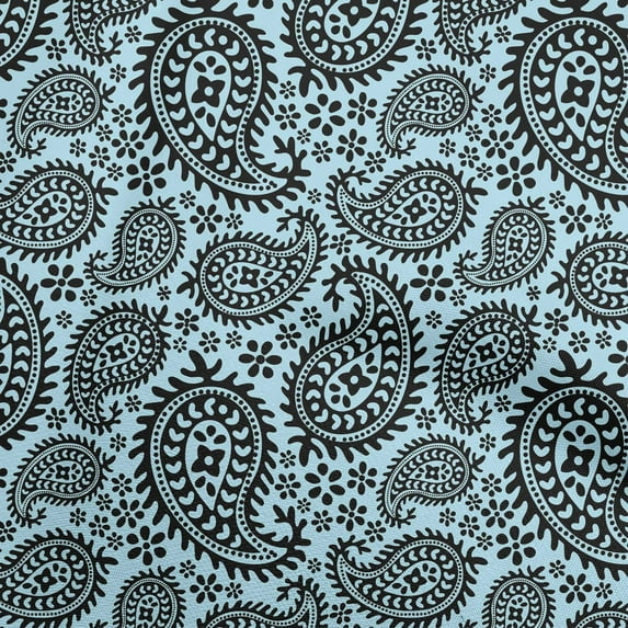 oneOone Viscose Jersey Light Blue Fabric Asian Paisley Block Diy Clothing Quilting Fabric Print Fabric By Yard 60 Inch Wide