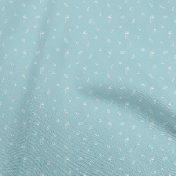 oneOone Viscose Jersey Light Blue Fabric Food Dessert Sewing Material Print Fabric By The Yard 60 Inch Wide