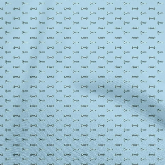 oneOone Viscose Jersey Light Blue Fabric Retro Tools Dress Material Fabric Print Fabric By The Yard 60 Inch Wide