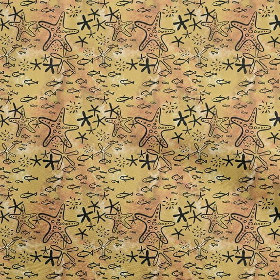 oneOone Viscose Jersey Light Brown Fabric Ocean Life Craft Projects Decor Fabric Printed By The Yard 60 Inch Wide