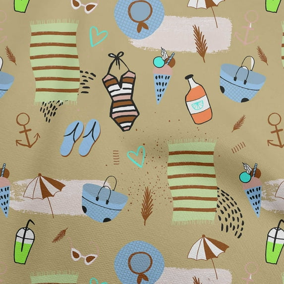 oneOone Viscose Jersey Light Brown Fabric Summer Beach Sewing Fabric By The Yard Printed Diy Clothing Sewing Supplies 60 Inch Wide