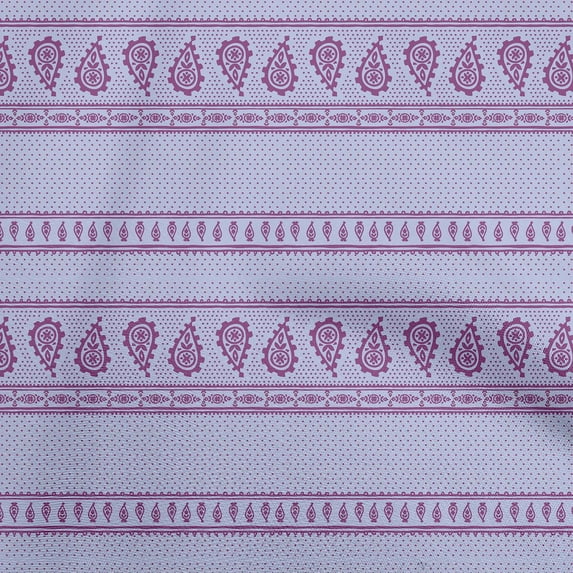 oneOone Viscose Jersey Light Dusty Blue Fabric Asian Paisley Block Dress Material Fabric Print Fabric By The Yard 60 Inch Wide