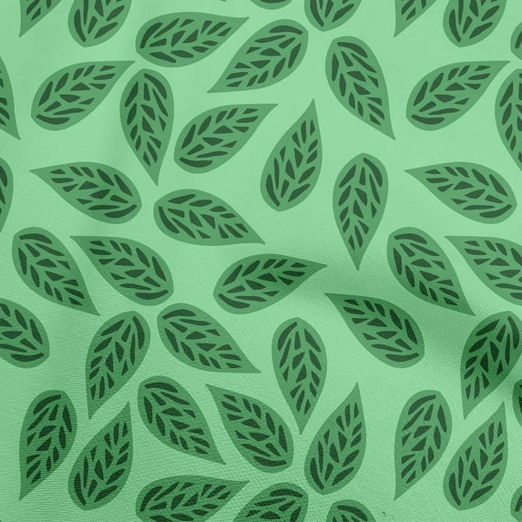 oneOone Viscose Jersey Light Mint Green Fabric Leaves Sewing Material Print Fabric By The Yard 60 Inch Wide