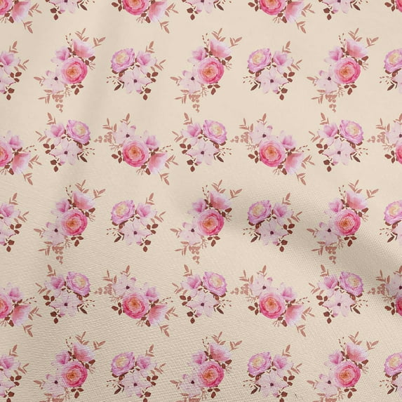 oneOone Viscose Jersey Light Peach Fabric Watercolor Floral Sewing Craft Projects Fabric Prints By Yard 60 Inch Wide