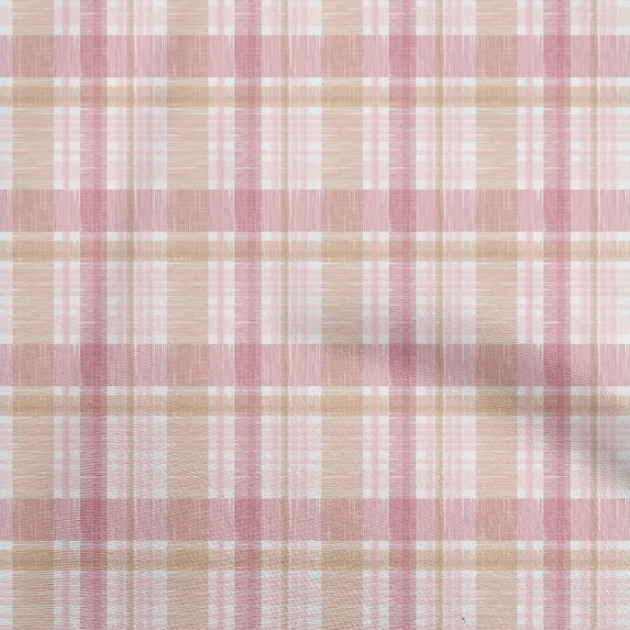 oneOone Viscose Jersey Light Pink Fabric Check Brush Stroke Sewing Craft Projects Fabric Prints By Yard 60 Inch Wide