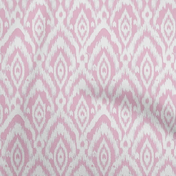 oneOone Viscose Jersey Light Pink Fabric Ikat Sewing Material Print Fabric By The Yard 60 Inch Wide