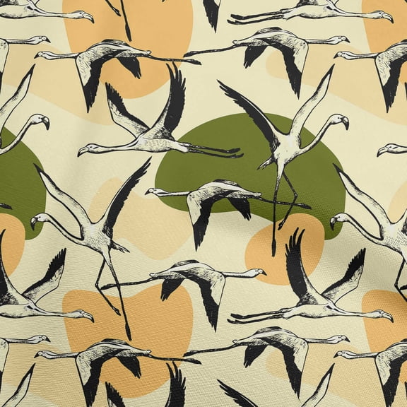oneOone Viscose Jersey Light Yellow Fabric Flamingo Fabric For Sewing Printed Craft Fabric By The Yard 60 Inch Wide
