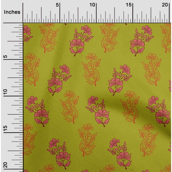oneOone Viscose Jersey Lime Green Fabric Floral Block Sewing Fabric By The Yard Printed Diy Clothing Sewing Supplies 60 Inch Wide