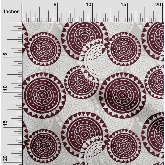 oneOone Viscose Jersey Maroon Fabric Floral Mandala Block Sewing Material Print Fabric By The Yard 60 Inch Wide