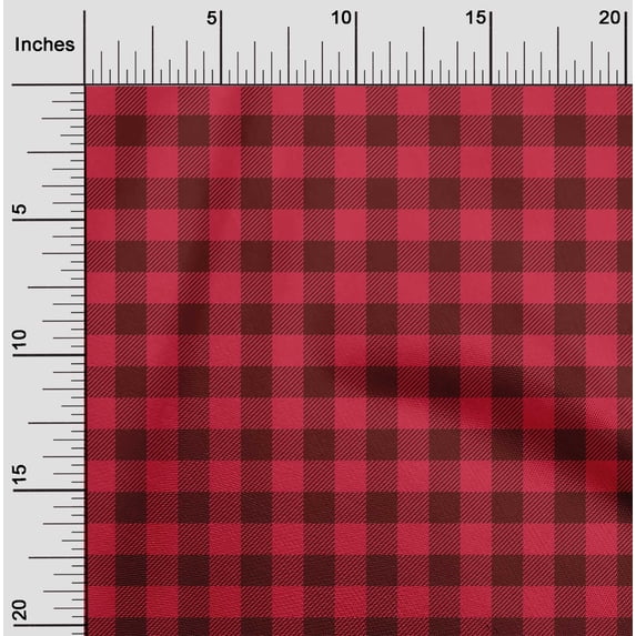 oneOone Viscose Jersey Maroon Fabric Gingham Check Fabric For Sewing Printed Craft Fabric By The Yard 60 Inches Wide