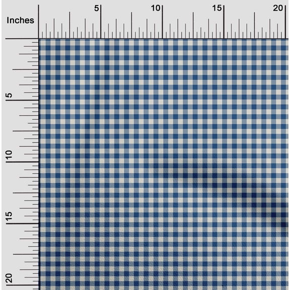 oneOone Viscose Jersey Medium Blue Fabric Check Check Fabric For Sewing Printed Craft Fabric By The yard 60 Inch Wide