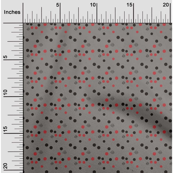 oneOone Viscose Jersey Medium Gray Fabric Cartoon Face & Polka Dot Sewing Material Print Fabric By The Yard 60 Inch Wide