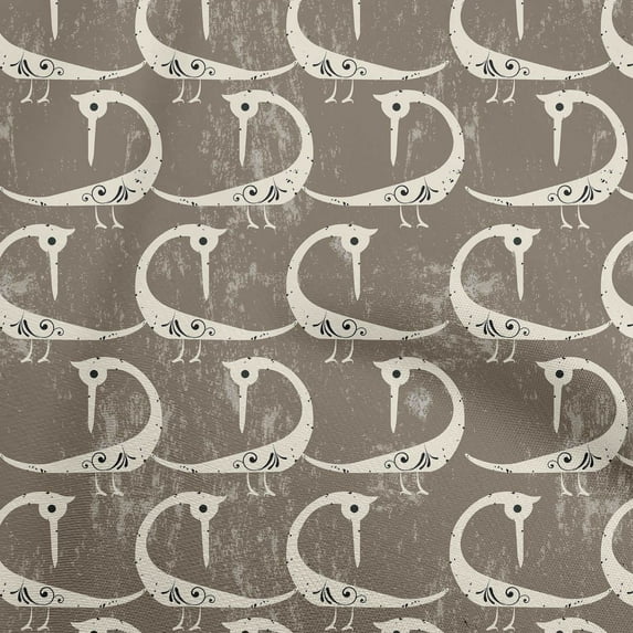 oneOone Viscose Jersey Mocha Brown Fabric Abstract Bird Fabric For Sewing Printed Craft Fabric By The Yard 60 Inch Wide-NI