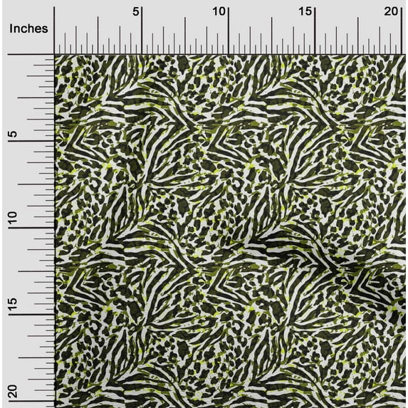 oneOone Viscose Jersey Olive Green Fabric Animal Skin Dress Material Fabric Print Fabric By The Yard 60 Inch Wide-MU0