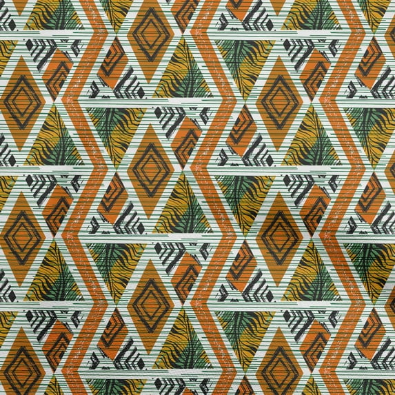 oneOone Viscose Jersey Orange Fabric Geometric Mix Texture Quilting Supplies Print Sewing Fabric By The Yard 60 Inch Wide