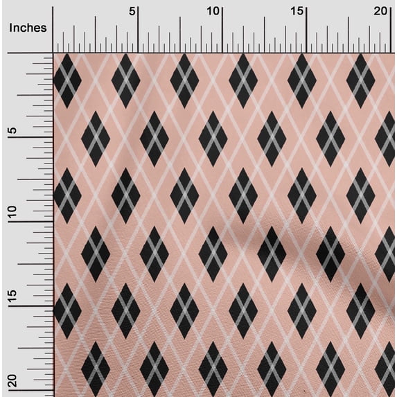 oneOone Viscose Jersey Peach Fabric Argyle Check Sewing Craft Projects Fabric Prints By Yard 60 Inches Wide