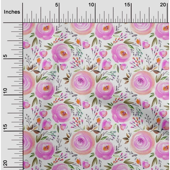 oneOone Viscose Jersey Pink Fabric Leaves & Flowers Floral Quilting Supplies Print Sewing Fabric By The Yard 60 Inch Wide