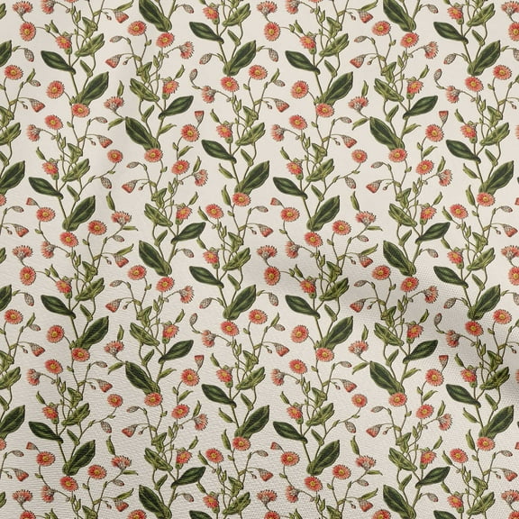 oneOone Viscose Jersey Red Fabric Floral Retro Sewing Craft Projects Fabric Prints By Yard 60 Inch Wide