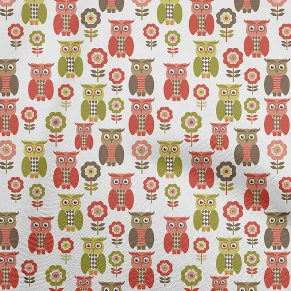 oneOone Viscose Jersey Red Fabric Owl Fabric For Sewing Printed Craft Fabric By The Yard 60 Inch Wide