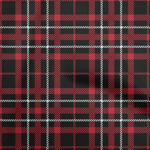 oneOone Viscose Jersey Red Fabric Tartan Fabric For Sewing Printed Craft Fabric By The Yard 60 Inch Wide