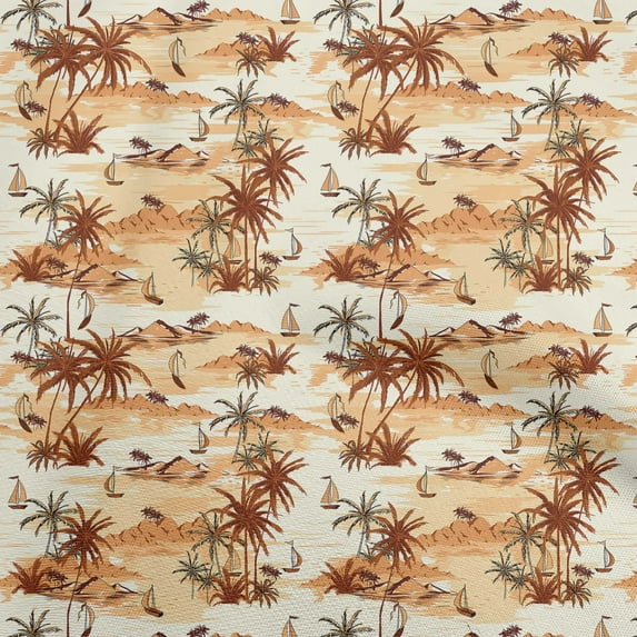 oneOone Viscose Jersey Rust Brown Fabric Beach Hawai Sewing Material Print Fabric By The Yard 60 Inch Wide