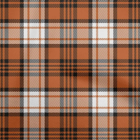 oneOone Viscose Jersey Rust Brown Fabric Tartan Craft Projects Decor Fabric Printed By The Yard 60 Inch Wide