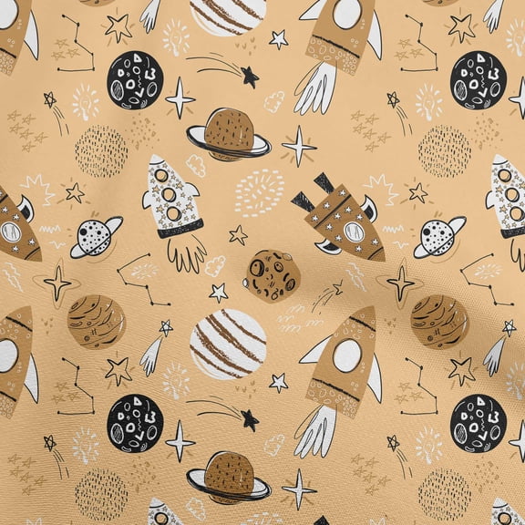 oneOone Viscose Jersey Tan Fabric Galaxy Sewing Material Print Fabric By The Yard 60 Inch Wide