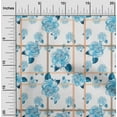 thumbnail image 1 of oneOone Viscose Jersey Teal Blue Fabric Check|Leaves & Floral Artistic Sewing Material Print Fabric By The Yard 60 Inch Wide, 1 of 5