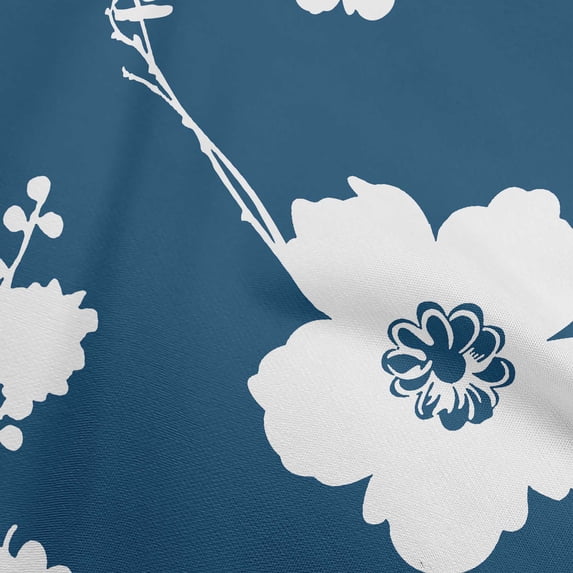 oneOone Viscose Jersey Teal Blue Fabric Floral Sunflower Silhouette Craft Projects Decor Fabric Printed By The Yard 60 Inch Wide