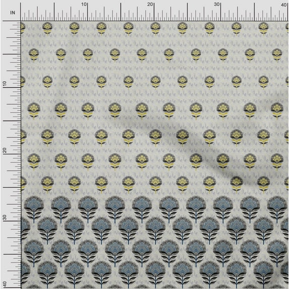 oneOone Viscose Jersey White Fabric Leaves & Flower Panel Dress Material Fabric Print Fabric By The Yard 60 Inch Wide