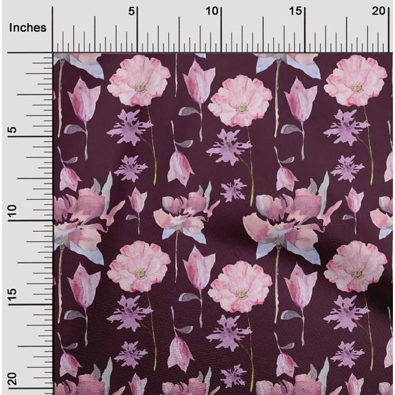 oneOone Viscose Jersey Wine Fabric Flower Watercolor Quilting Print Sewing Fabric By The Yard 60 Inche Wide