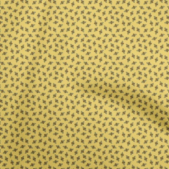 oneOone Viscose Jersey Yellow Fabric Honey Bees Dress Material Fabric Print Fabric By The Yard 60 Inch Wide