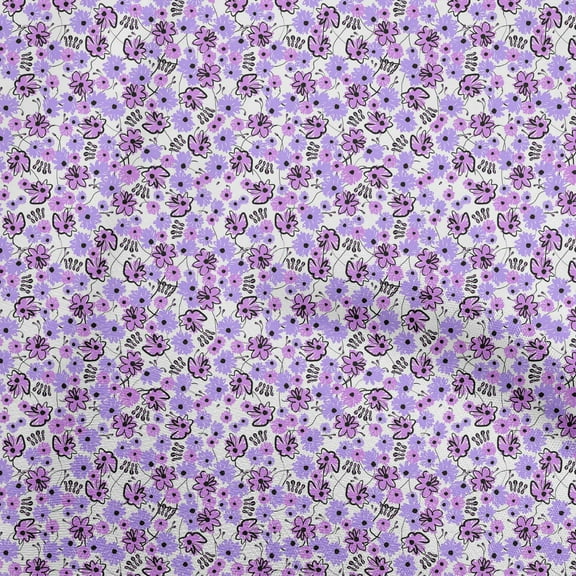 oneOoneCottonFlexMediumPurpleFabricAbstractFloralDressMaterialFabricPrintFabricByTheYard40InchWide