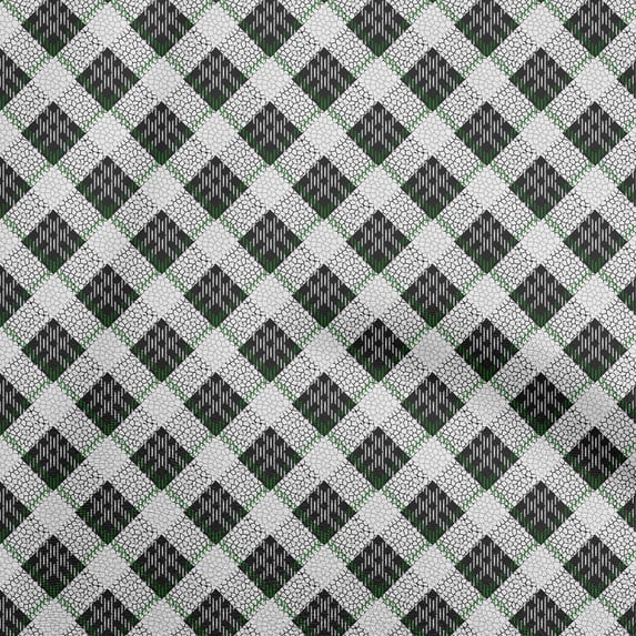 oneOoneCottonJerseyGreenFabricCheckWithTextureFabricForSewingPrintedCraftFabricByTheYard58InchWide