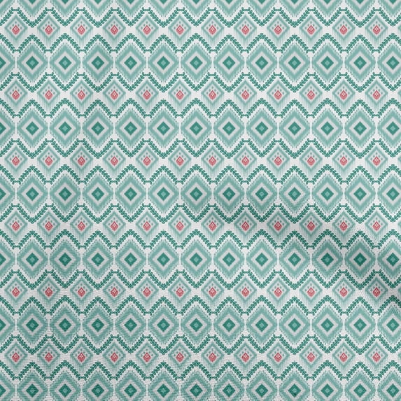 oneOoneCottonPoplinLightGreenFabricAsianIkatCraftProjectsDecorFabricPrintedByTheYard42InchWide