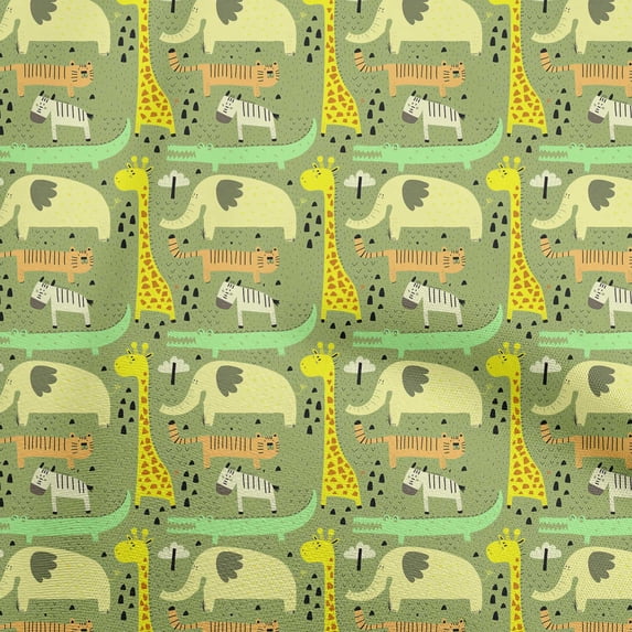 oneOoneCottonPoplinLightGreenFabricKidsAnimalDiyClothingQuiltingFabricPrintFabricByYard56InchWide