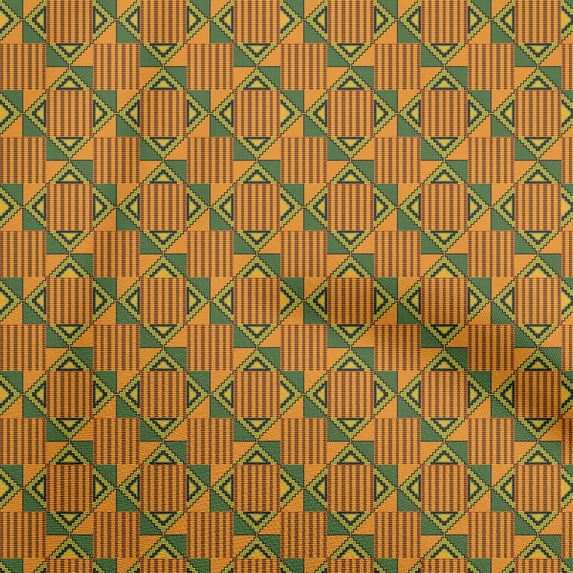oneOoneCottonPoplinOrangeFabricTribalQuiltingSuppliesPrintSewingFabricByTheYard56InchWide
