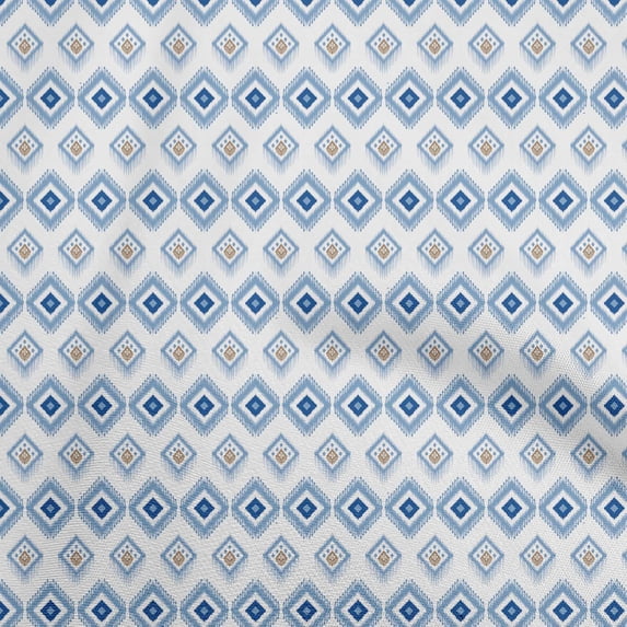 oneOoneCottonPoplinTwillLightBlueFabricAsianIkatFabricForSewingPrintedCraftFabricByTheYard56InchWide