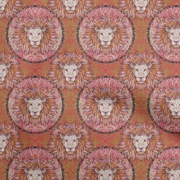 oneOoneCottonPoplinTwillRustBrownFabricLionFaceSewingCraftProjectsFabricPrintsByYard56InchWide