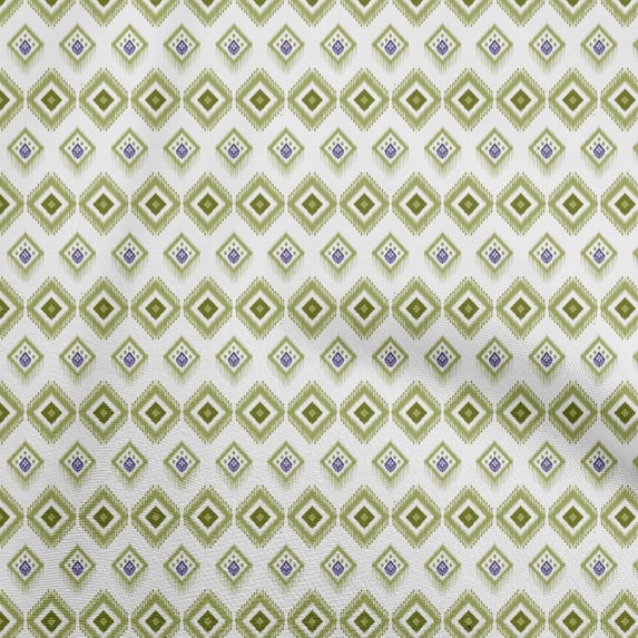 oneOoneGeorgetteViscoseLightGreenFabricAsianIkatSewingMaterialPrintFabricByTheYard42InchWide
