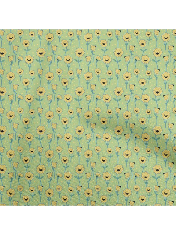 GeorgetteViscoseLightGreenFabricKidsFloralQuiltingSuppliesPrintSewingFabricByTheYard42InchWide