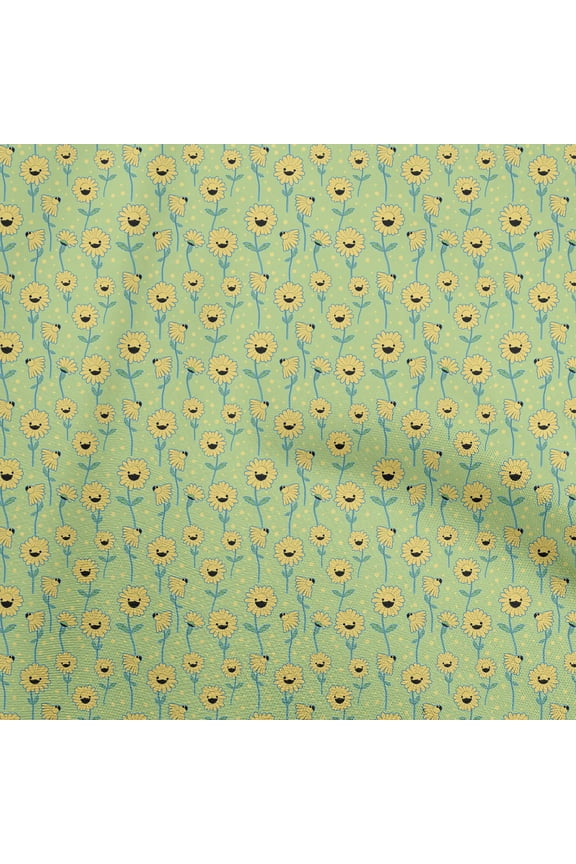 GeorgetteViscoseLightGreenFabricKidsFloralQuiltingSuppliesPrintSewingFabricByTheYard42InchWide