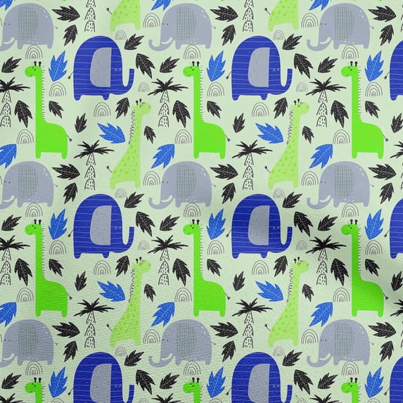 oneOonePolyesterSpandexGreenFabricAnimalSkinSewingCraftProjectsFabricPrintsByYard56InchWide
