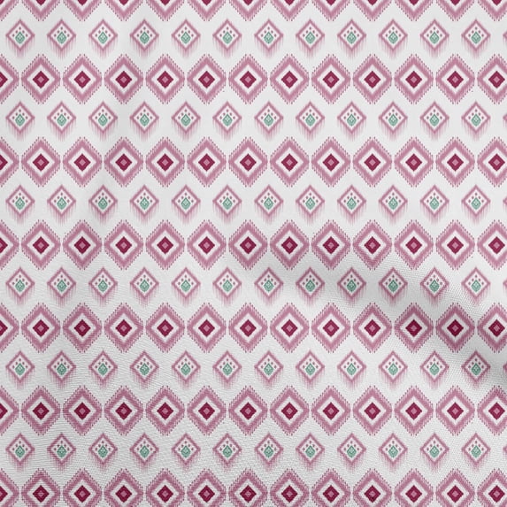 oneOonePolyesterSpandexLightPinkFabricAsianIkatFabricForSewingPrintedCraftFabricByTheYard56InchWide