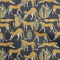 thumbnail image 1 of oneOonePolyesterSpandexMustardYellowFabricTropicalLeafWithAnimalSewingCraftProjectsFabricPrintsByYard56InchWide, 1 of 4