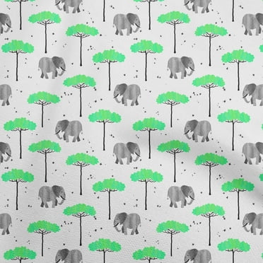 oneOonePolyesterSpandexSeaGreenFabricKidsAnimalSewingMaterialPrintFabricByTheYard56InchWide
