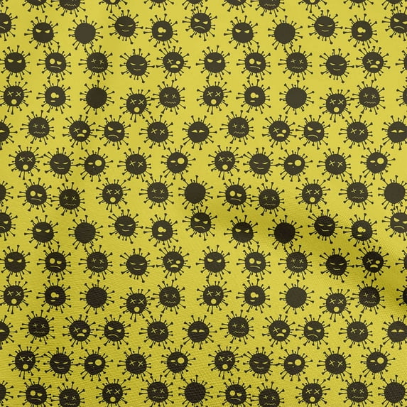 oneOonePolyesterSpandexYellowFabricMedicalVirusSewingCraftProjectsFabricPrintsByYard56InchWide