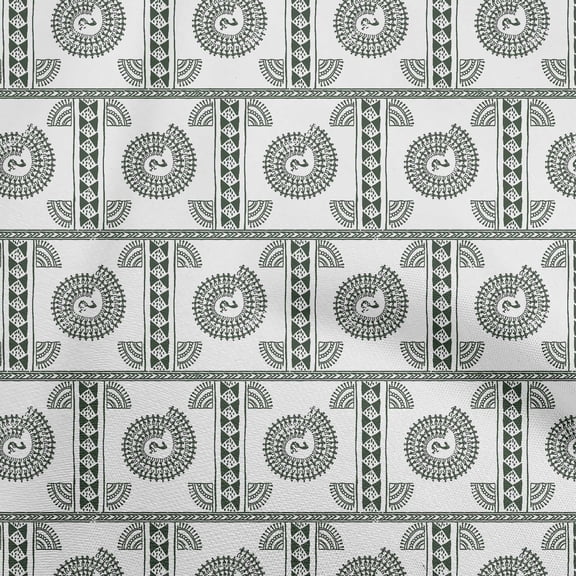 oneOoneRayonForestGreenFabricAsianFloralBlockFabricForSewingPrintedCraftFabricByTheYard56InchWide