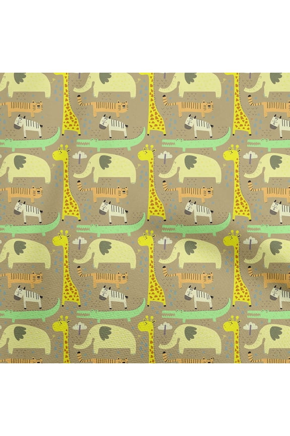 SilkTabbyBrownFabricKidsAnimalSewingCraftProjectsFabricPrintsByYard42InchWide